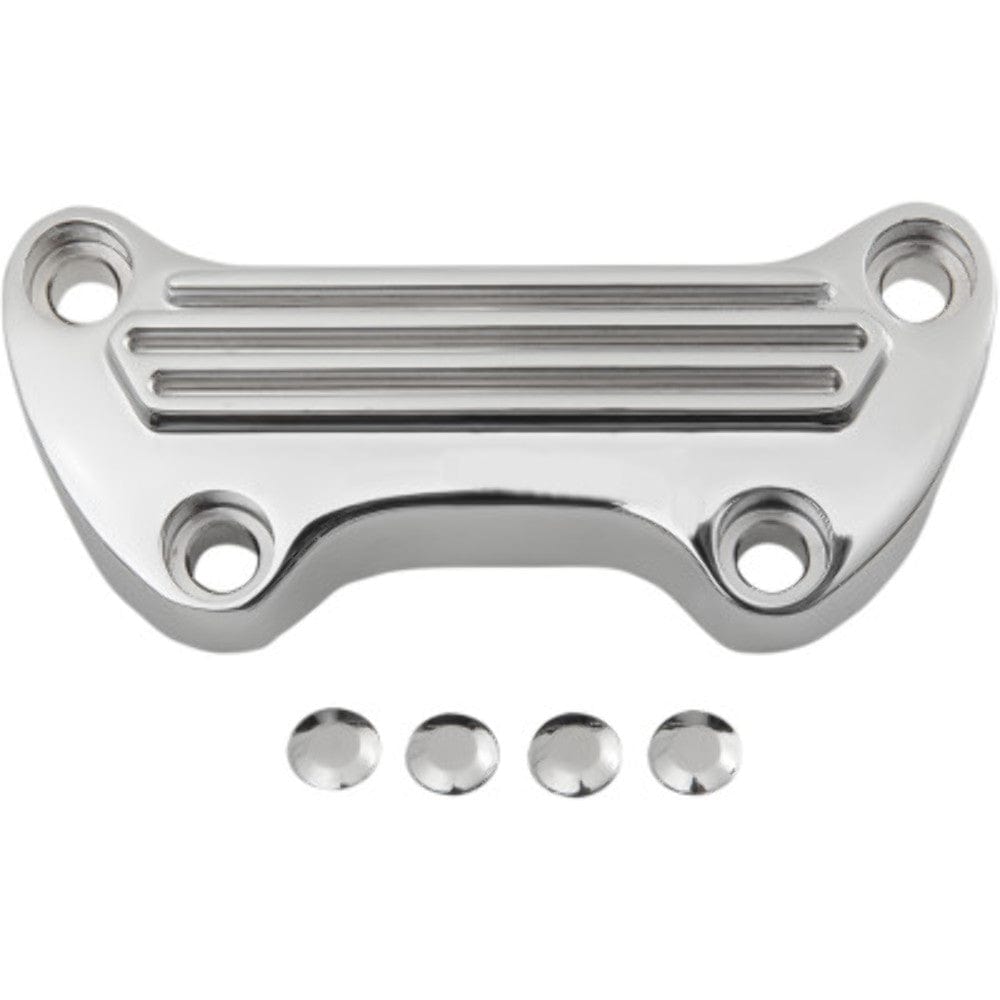 Drag Specialties Risers Drag Specialties Chrome Finned 1" Handlebar Riser Top Clamps Harley Softail Dyna