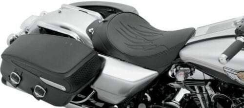 DRAG SPECIALTIES Seat Leather Flame Stitch Solo Seat Driver Backrest Low Profile 97-07 Harley Touring