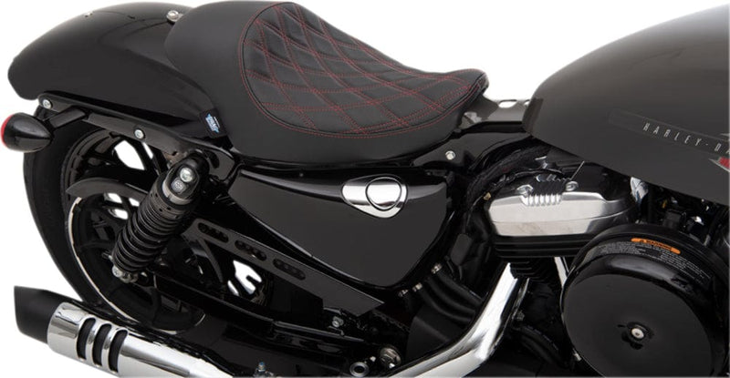 Drag Specialties Seats Drag Specialties 3/4 Solo Seat Red Double Diamond Black 04-20 XL Models Harley