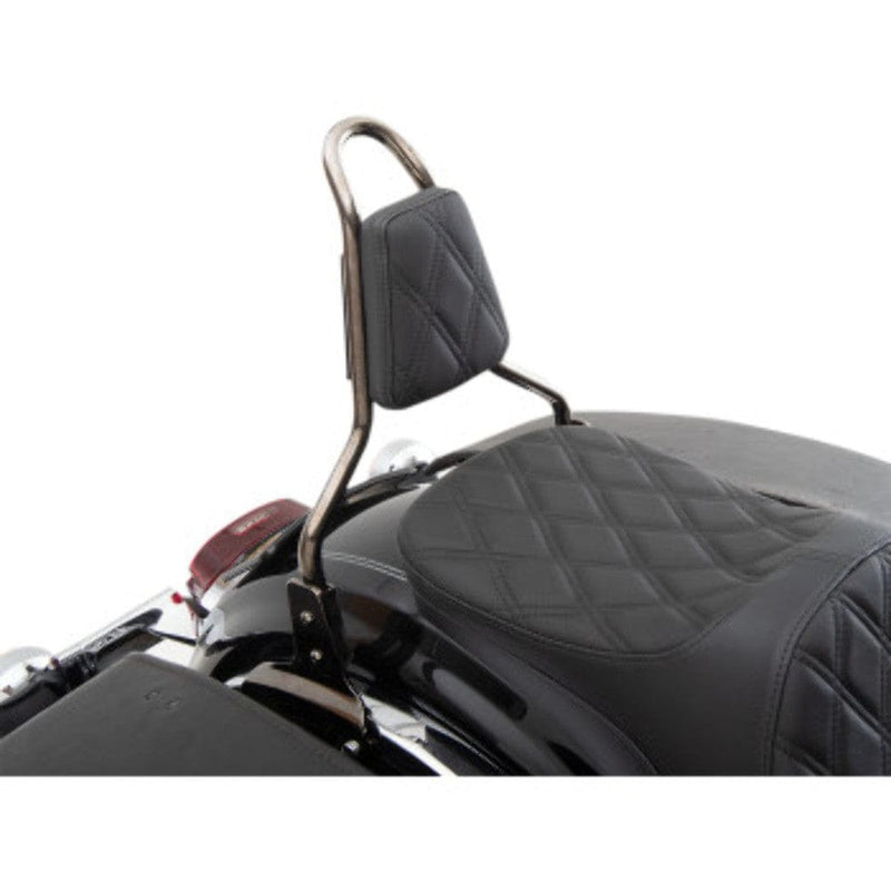 Drag Specialties Seats Drag Specialties Black Tapered Round SissyBar Backrest Pad Diamond Stitch Harley