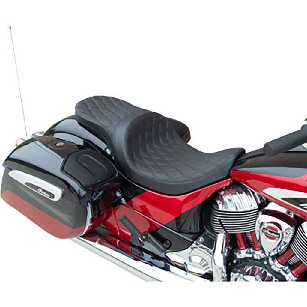 Drag Specialties Seats Drag Specialties Low-Profile Touring 2 Up Double Diamond Leather Seat Indian 14+