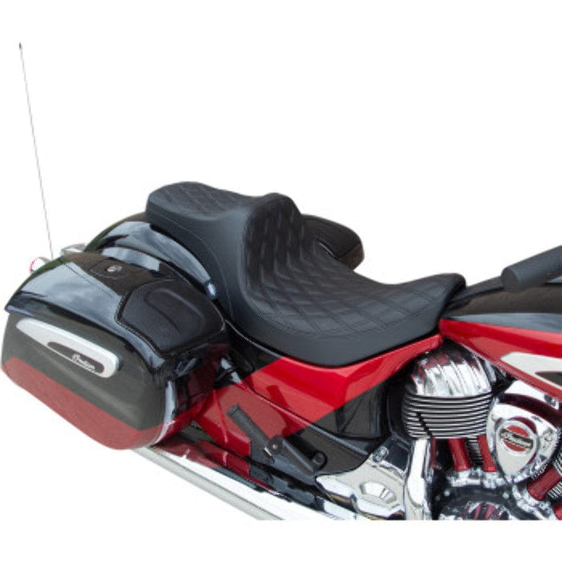 Drag Specialties Seats Drag Specialties Predator III Black 2 Up Double Diamond Stitch Seat Indian 14+