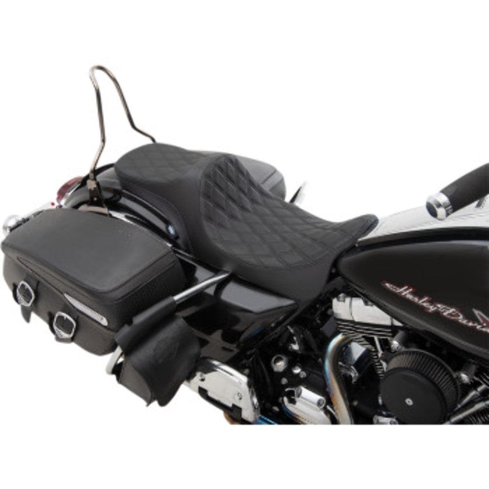 Drag Specialties Seats Drag Specialties Predator III Black Diamond Stitch 2 Up Seat Harley Touring 08+