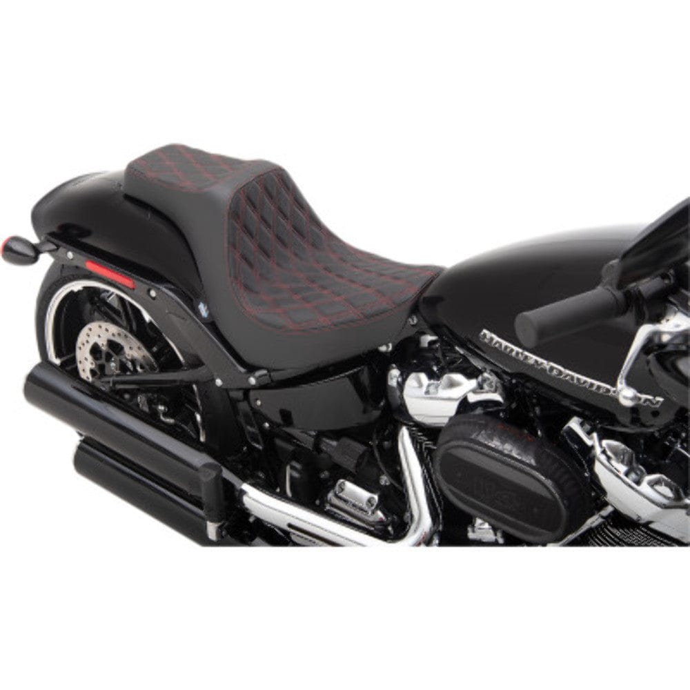 Drag Specialties Seats Drag Specialties Predator III Double Diamond Red Seat 2 Up 18+ Harley Breakout
