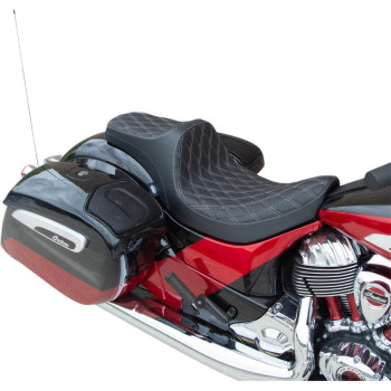 Drag Specialties Seats Drag Specialties Predator III Silver 2 Up Double Diamond Stitch Seat Indian 14+