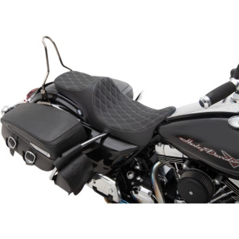 Drag Specialties Seats Drag Specialties Predator III Silver Diamond Stitch 2 Up Seat Harley Touring 08+