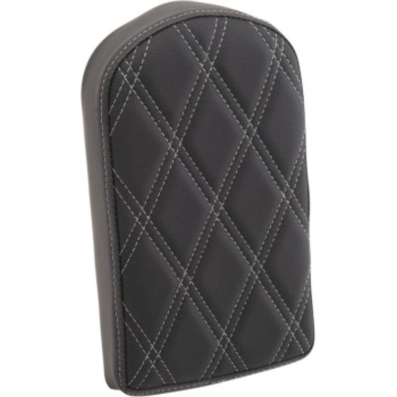 Drag Specialties Seats Drag Specialties Tall Sissy Bar Backrest Pad Double Diamond Silver Stitch Harley