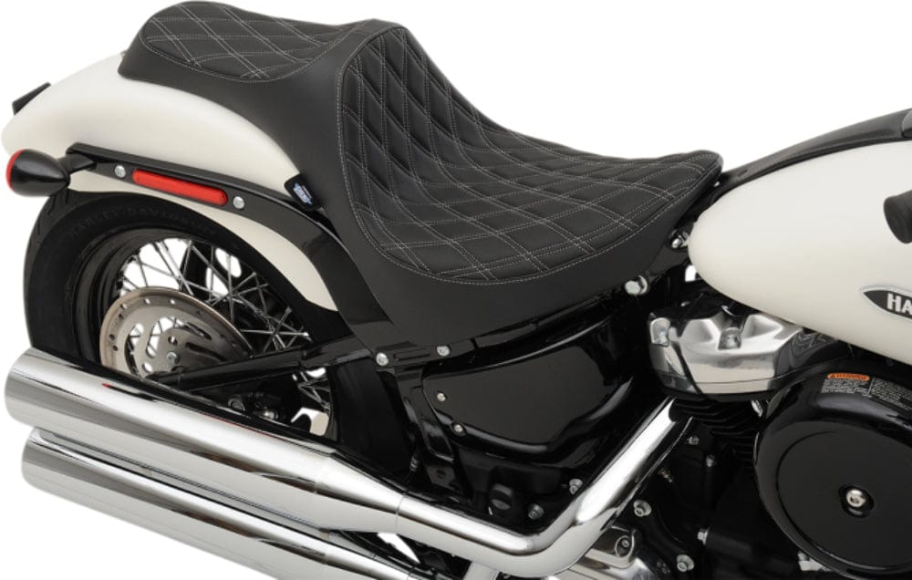 Drag Specialties Seats Predator III Seat Drag Black Double Diamond Silver Stitch 18-2020 Harley Softail