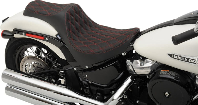 Drag Specialties Seats Predator III Seat Drag Specialties Double Diamond Red Thread Harley Softail 18+