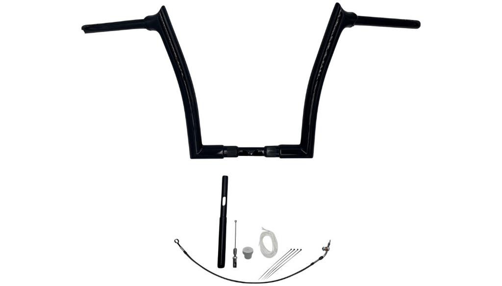 Fat Baggers Inc. Fat Baggers EZ Install 1-1/2 Pointed Top Ape Handlebar Kit Black 16" Harley FLTR