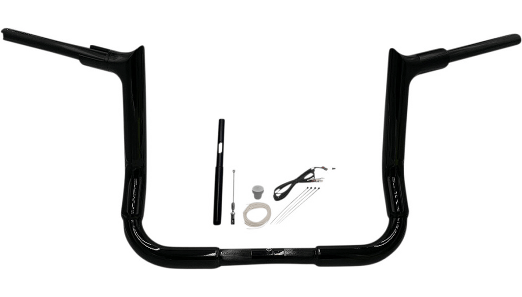 Fat Baggers Inc. Fat Baggers EZ Install 1-1/2" Pointed Top Batwing Handlebar Kit 12" Black Harley