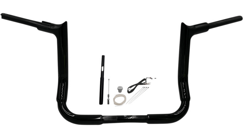 Fat Baggers Inc. Fat Baggers EZ Install 1-1/2" Pointed Top Batwing Handlebar Kit 12" Black Harley