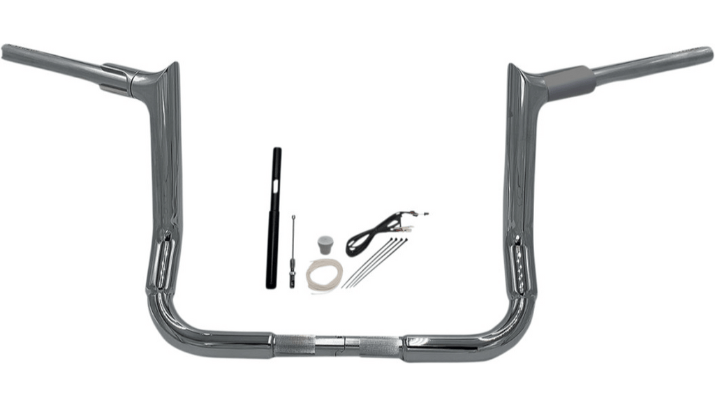 Fat Baggers Inc. Fat Baggers EZ Install 1-1/2 Pointed Top Batwing Handlebar Kit 12" Chrome Harley