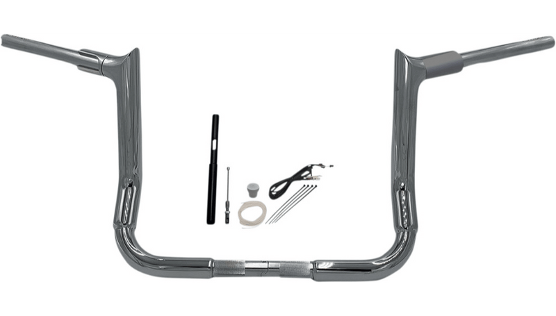 Fat Baggers Inc. Fat Baggers EZ Install 1-1/2 Pointed Top Batwing Handlebar Kit 12" Chrome Harley