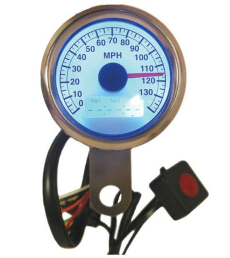 HardDrive Other Instruments & Gauges Hard Drive 48mm Mini Electronic Speedometer Speedo White Face LED Harley Chopper