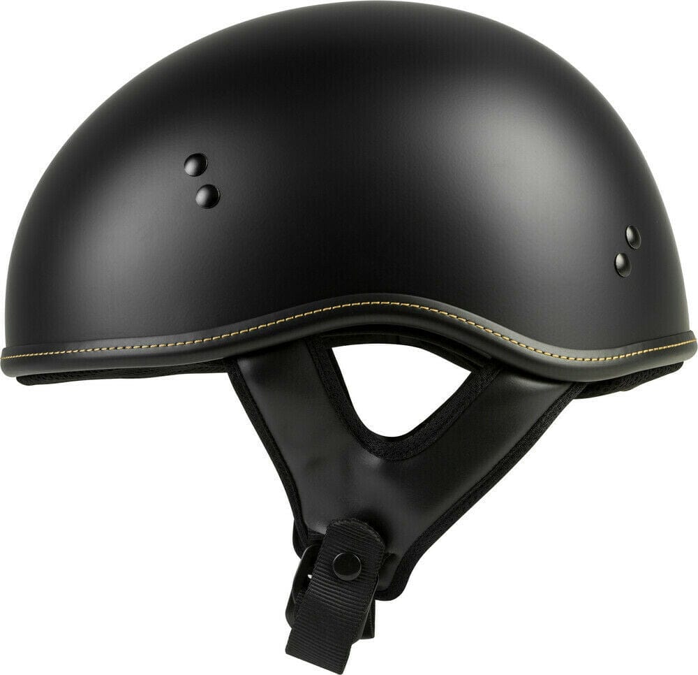Highway 21 Motorcycle & Powersport Helmets Highway 21 .357 Black Skull Beanie Solid Half Helmet DOT Mens Womens Motorcycle
