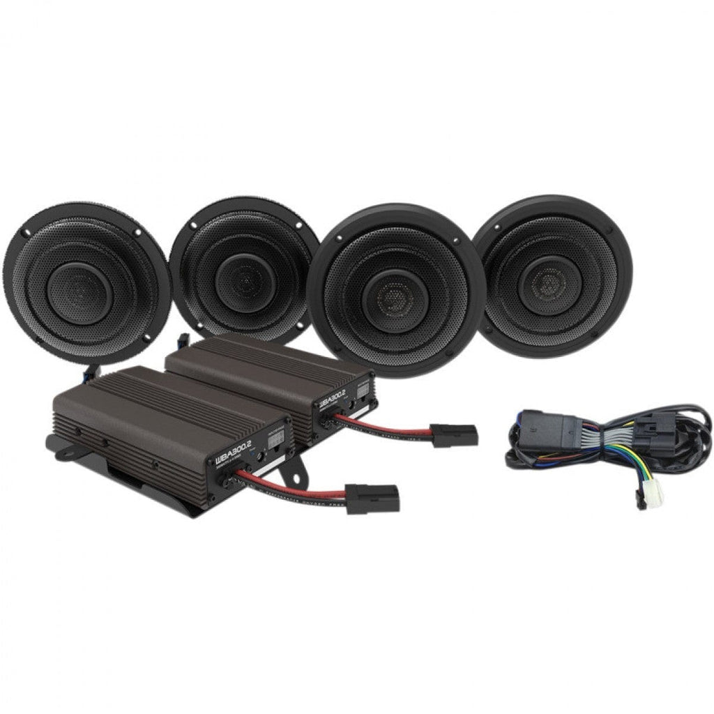 Hogtunes Audio Systems Hogtunes Wild Boar 600 Watt Amp 4 Speaker Front Rear Audio Kit Harley Touring