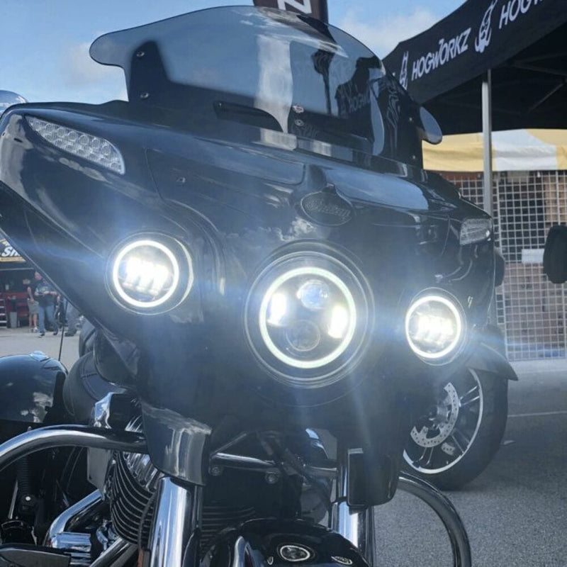 Hogworkz Hogworkz 7" White Halomaker LED Headlamp Black Auxiliary Light Harley Touring