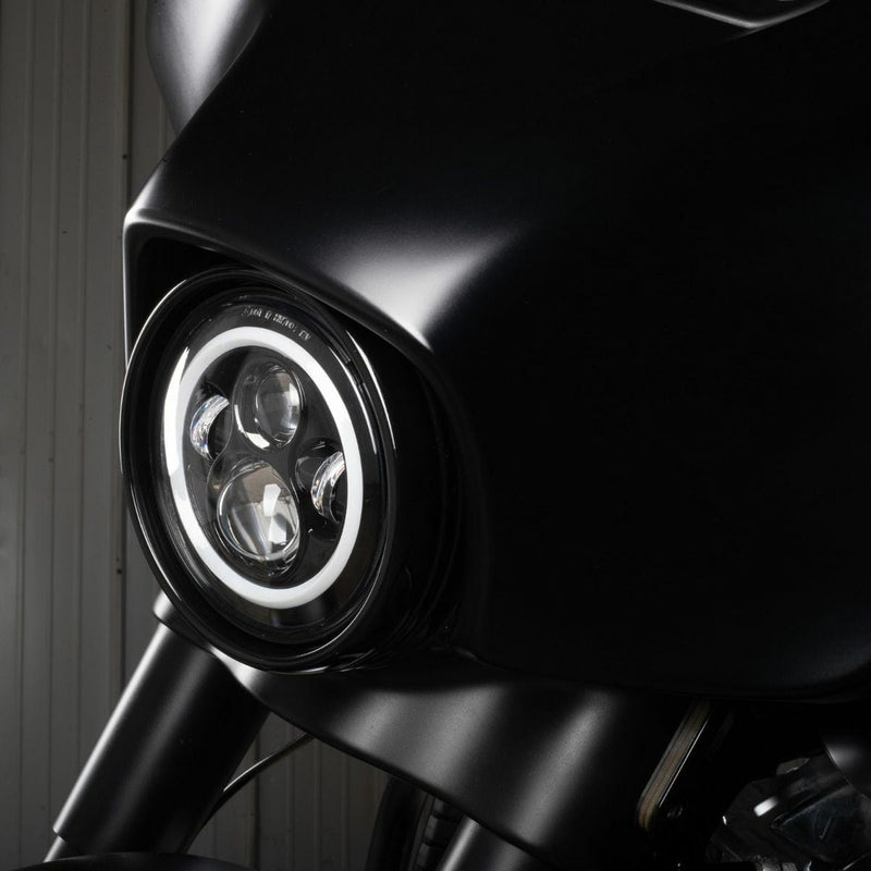 Hogworkz Hogworkz 7" White Halomaker LED Headlamp Headlight Black Harley Touring Softail