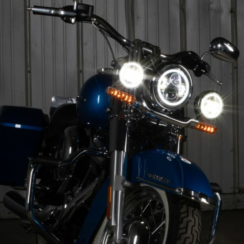 Hogworkz Hogworkz 7" White Halomaker LED Headlight Chrome Auxiliary Lamp Harley Touring