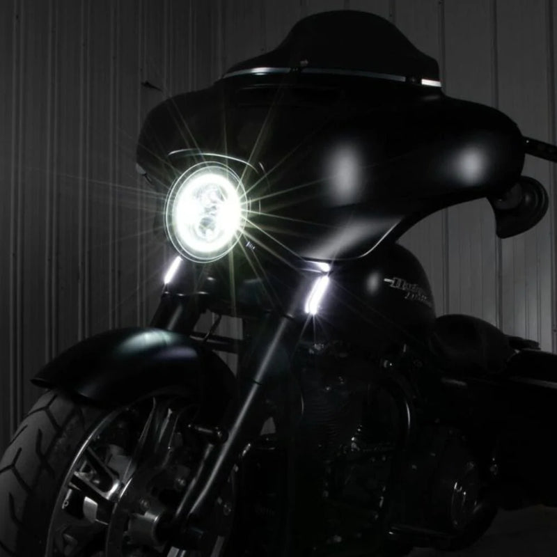 Hogworkz Hogworkz LED Billet Fork DRL Turn Signals Lights Black CNC Harley Touring 1994+