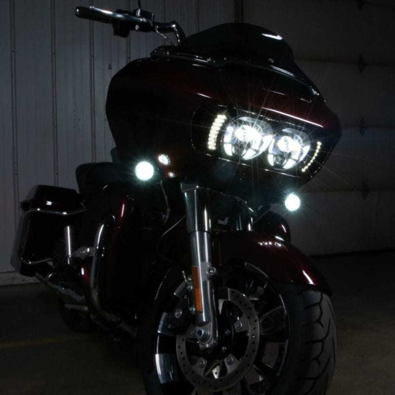 Hogworkz Hogworkz Visionz White Amber LED Turn Signals Vent Inserts Black Harley FLTR 15+