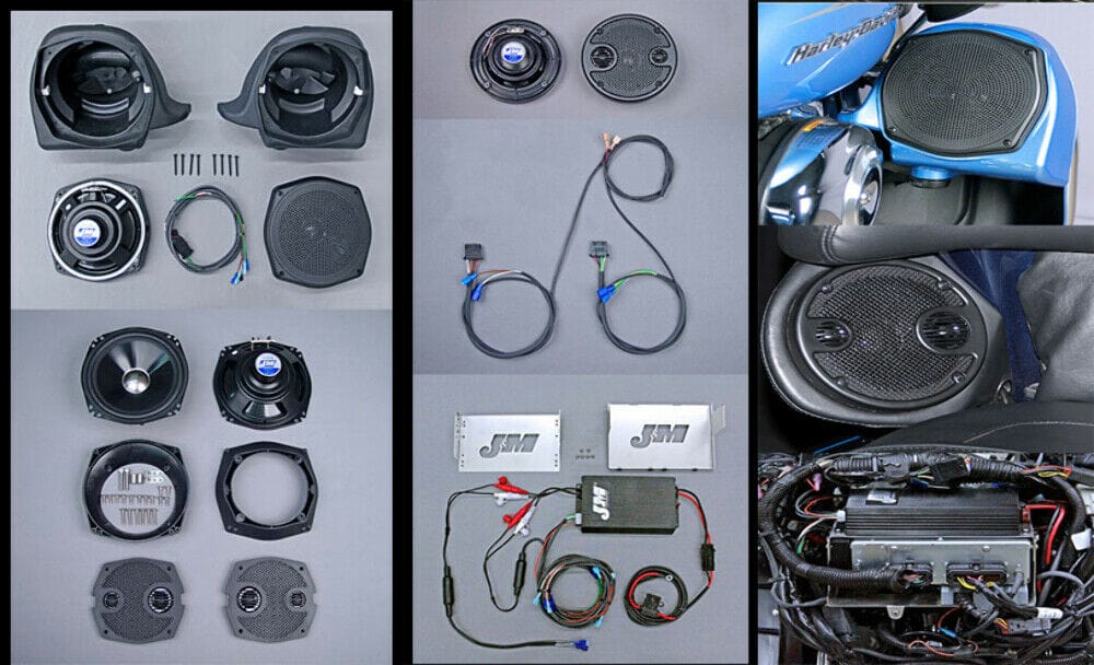 J&M Corp Amp Speaker Kit JM Performance 400w Amp 7.25” 5.25” Upper Lower Rear Speakers Harley Ultra 0