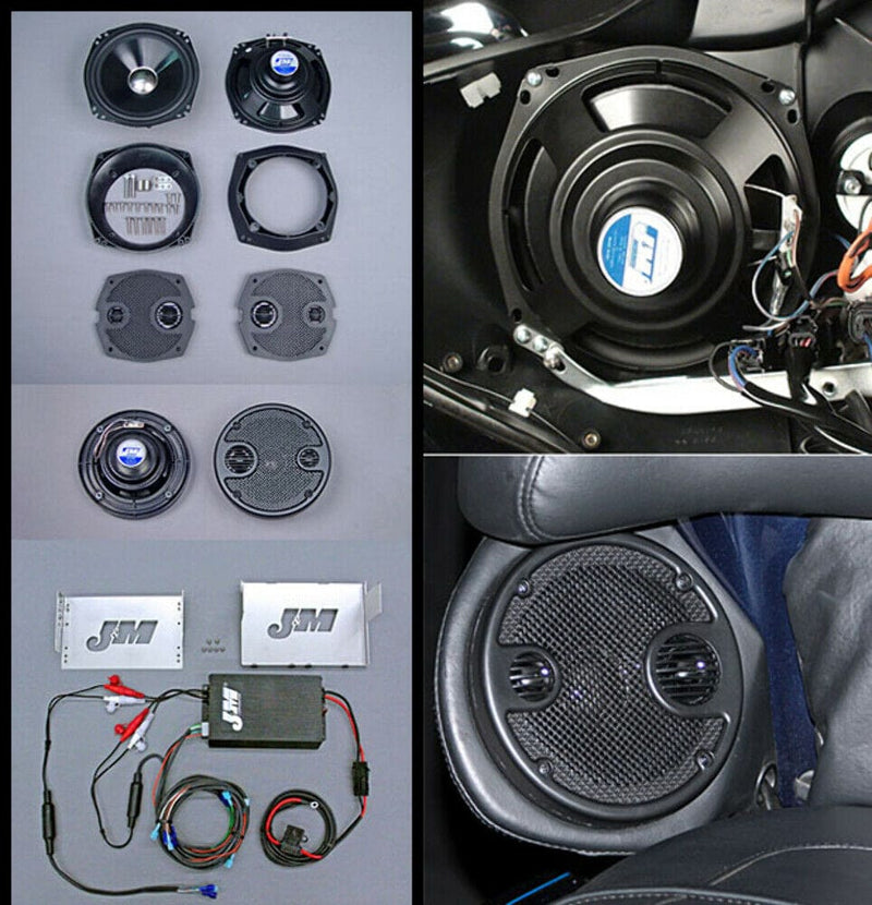 J&M Corp Amp Speaker Kit JM Performance Series 400w 7.25" 5.25" Speaker Front Rear Kit Harley Ultra 06-13