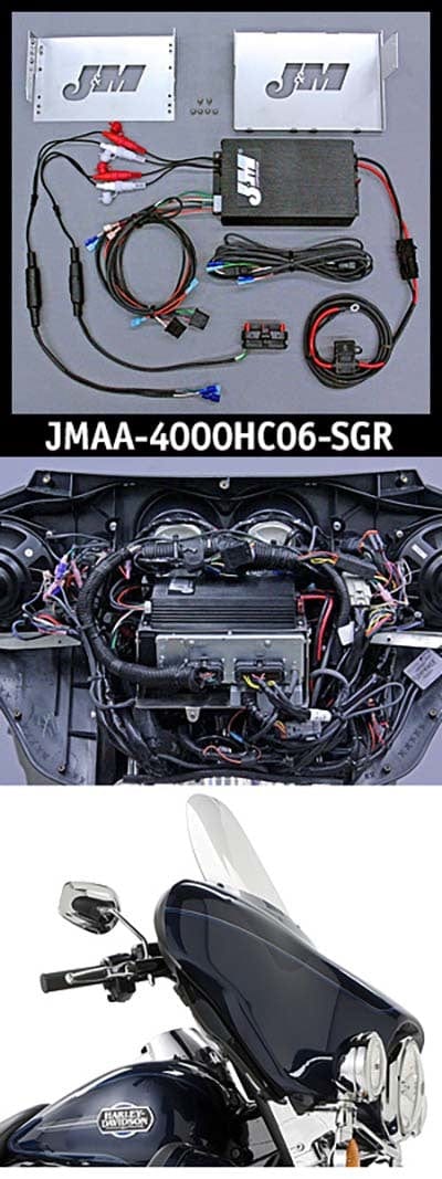J&M Corp Amplifiers J&M Performance 400 Watt 4 Channel Amplifier Kit Amp Harley Street Glide Speaker