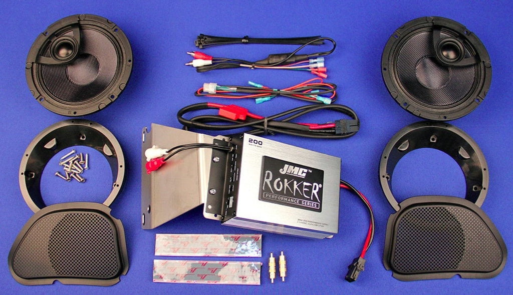 J&M Corp Audio Systems J&M JMC ROKKER Audio 200w Amp 6.58” Fairing Speakers Kit 98-13 Harley Touring