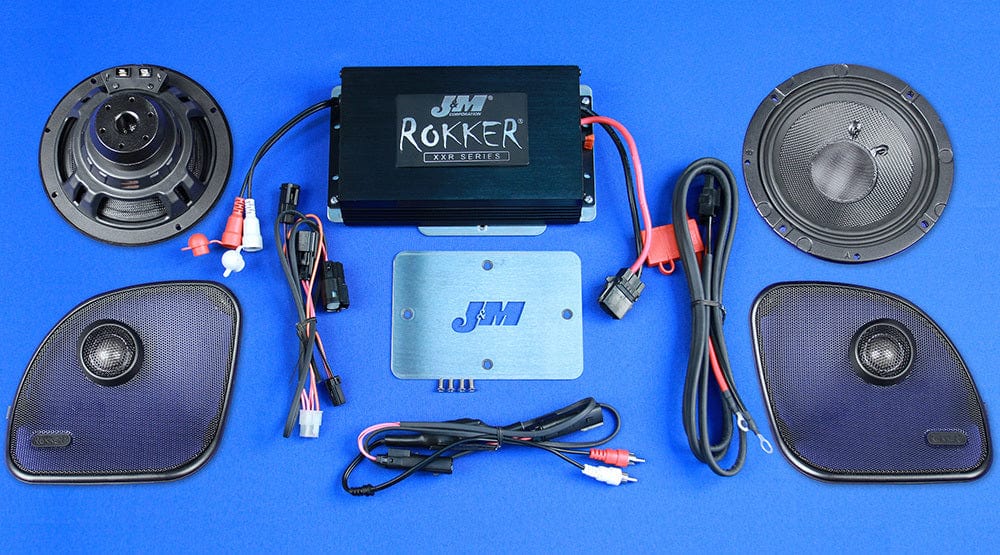 J&M Corp Audio Systems JM Stage 5 Rokker XXR Custom 400W 2 Speaker Amp Install Kit Harley FLTR FLTRU