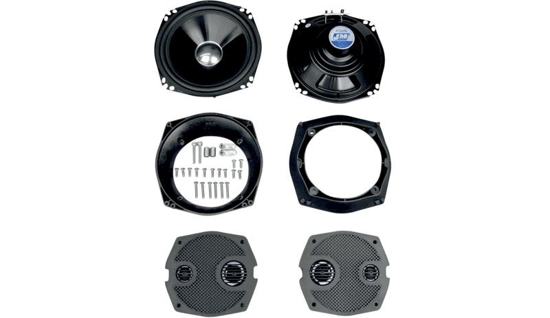 J&M Corp J&M Speakers Kit Pair 7.25" Waterproof High Performance Crossover Black Harley