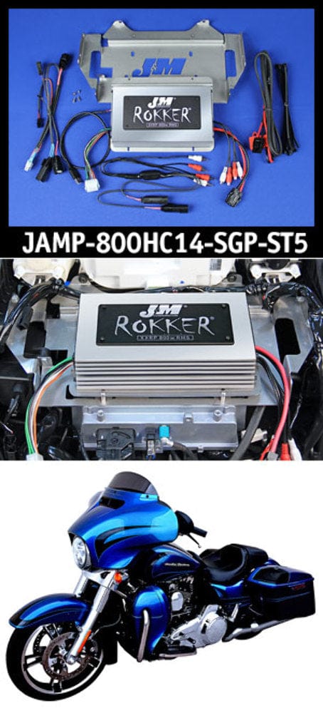 J&M Corp Other Motorcycle Accessories J&M STAGE-5 ROKKER XXRP 800w 4-Ch Programmable Amp Kit Harley FLHX 14-20