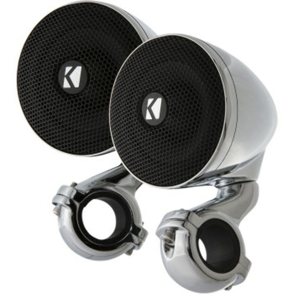 Kicker Kicker Universal Chrome Mini Speaker Kit 4 OHM Pair Bluetooth Aux-In Harley