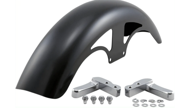 Klock Werks Klock Werks Hugger P-Tom Front Fender Kit Chrome Block Black 19" Harley FXLR M8