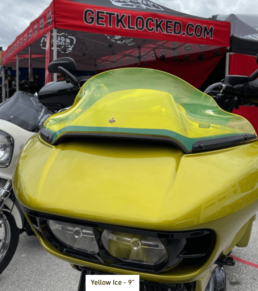 Klock Werks Klockwerks Sport Flare 9" Yellow Ice Kolor Windshield Harley FLTR Road Glide 15+