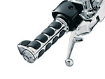 Kuryakyn Grips Kuryakyn Chrome Rubber Soft Premium ISO Dual Cable Grips w/ Throttle Boss Harley