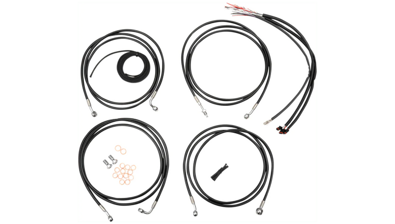 LA Choppers Complete Black Vinyl Handlebar Cable Kit 12-14" Ape ABS Harley Touring 14-15