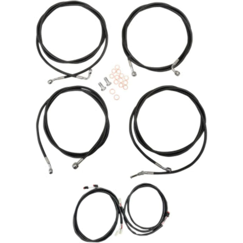 LA Choppers Other Handlebars & Levers Black Vinyl Plug N Play Braided 18"-20" Handlebar Cable Kit Harley Touring 17+