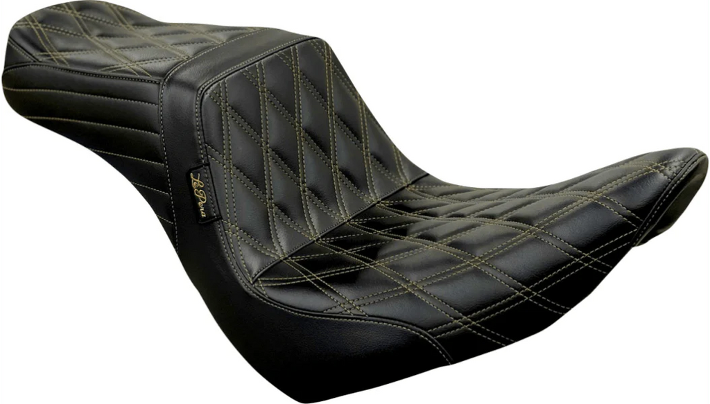 Le Pera Seat Le Pera Black 2-Up Tailwhip Seat Diamond Chestnut Stitching 18+ Harley Low Rider