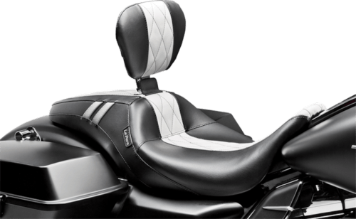 LE PERA Seat Le Pera Outcast GT White Diamond Seat Removable Backrest 08-2018 Harley Touring