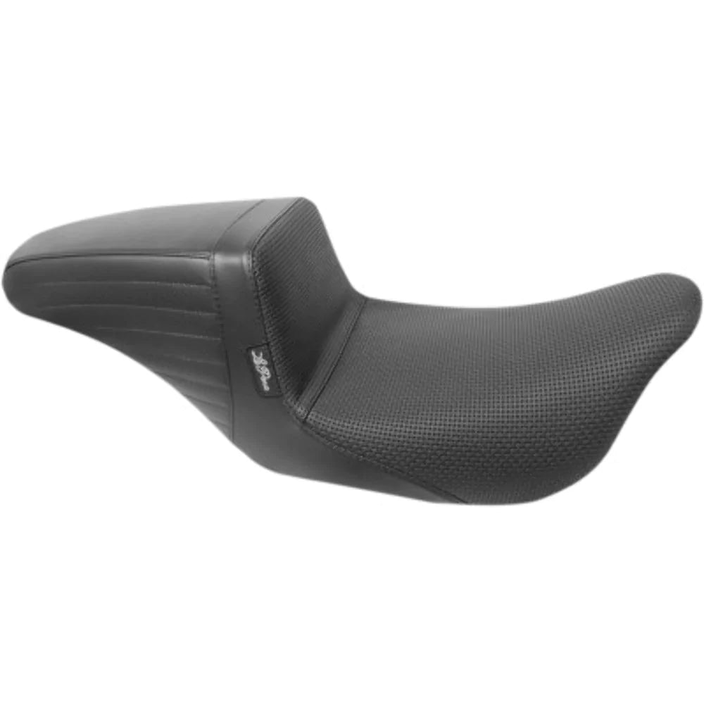 Le Pera Seats Le Pera Kickflip Vinyl Black Basket Weave Seat 2 Up Harley 2008+ Touring Bagger