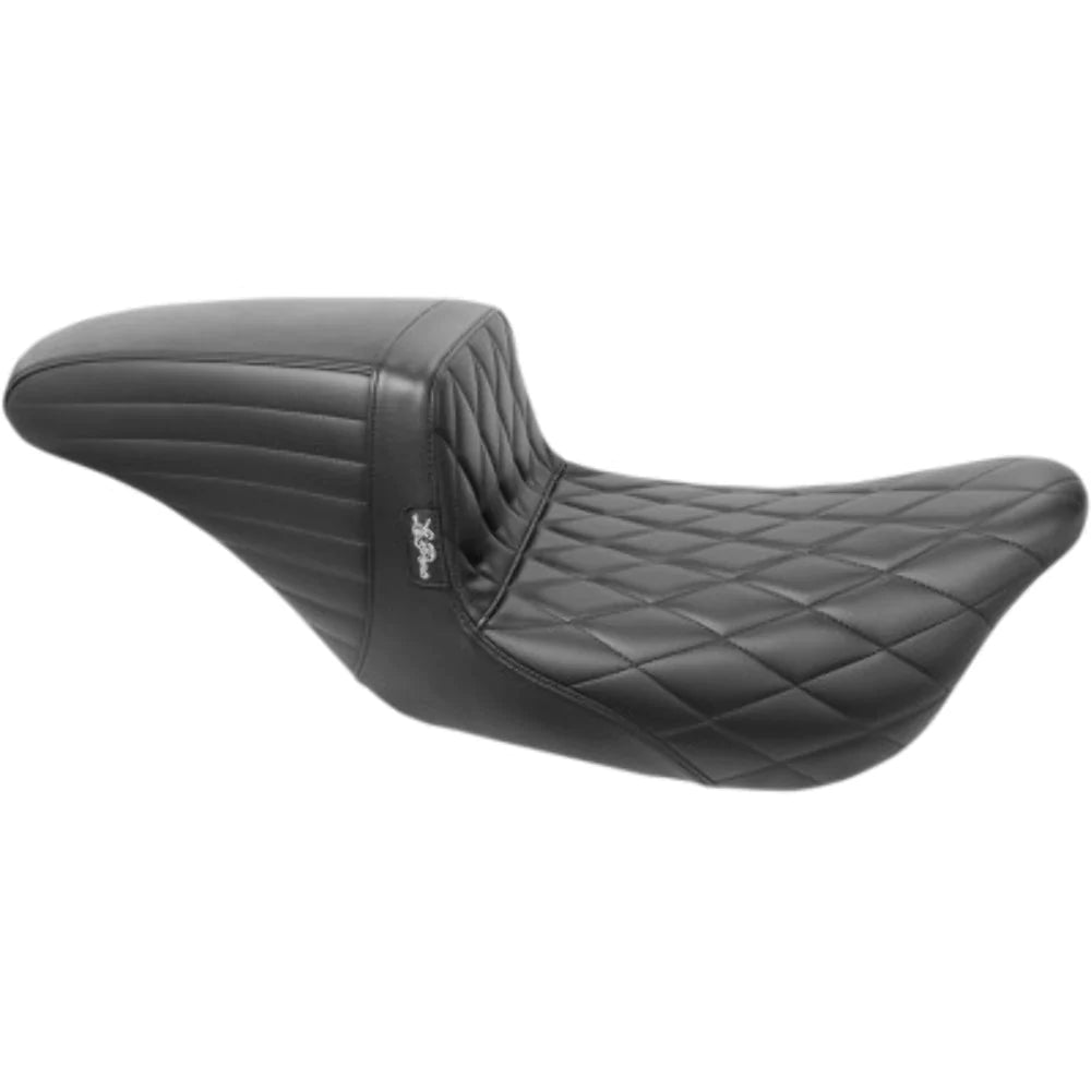 Le Pera Seats Le Pera Kickflip Vinyl Black Diamond Stitch Seat 2 Up Harley 08+ Touring Bagger