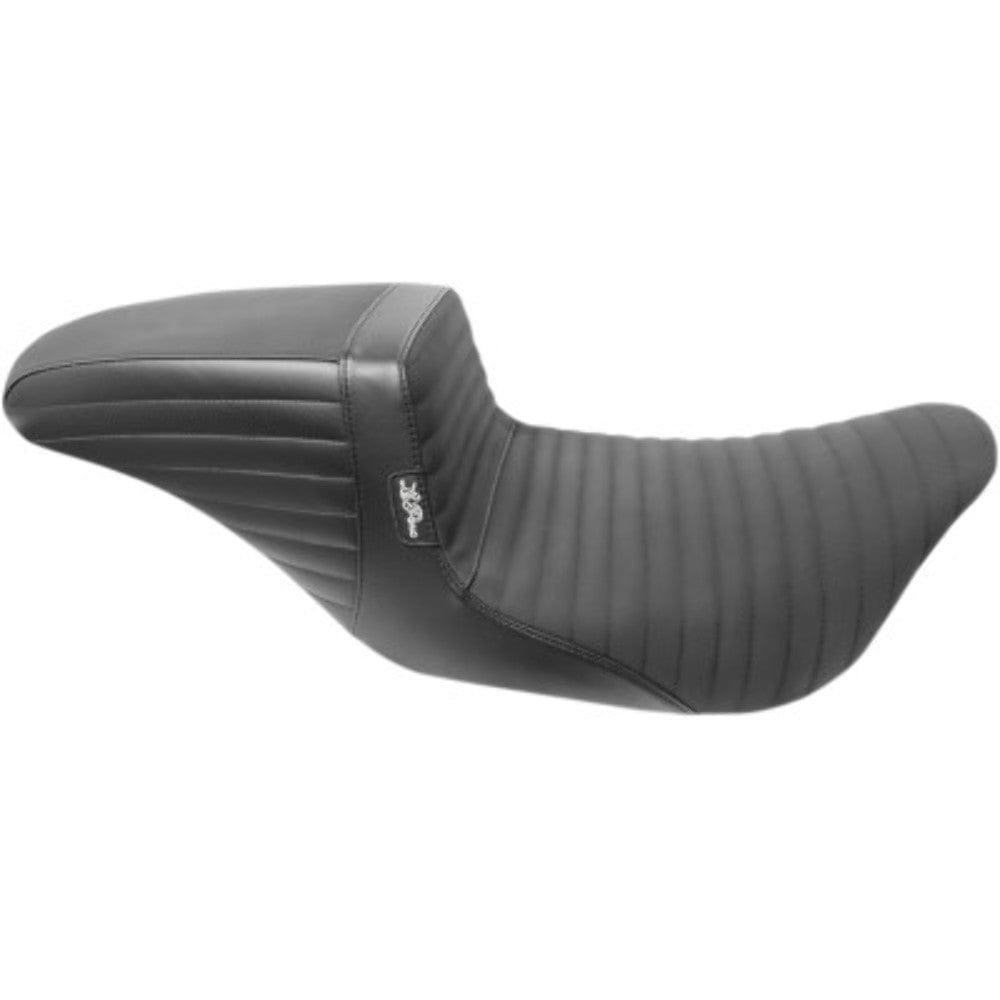 Le Pera Seats Le Pera Kickflip Vinyl Black Pleated Gripp Tape Seat 2 Up Harley 2008+ Touring