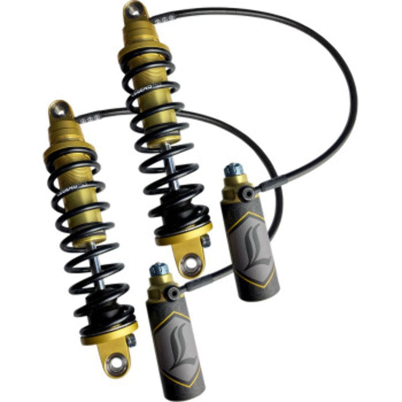 Legend Suspension Shocks Legend Revo-Arc Remote Coil Suspension 14 Heavy Duty Gold Shocks Harley 14+ FL