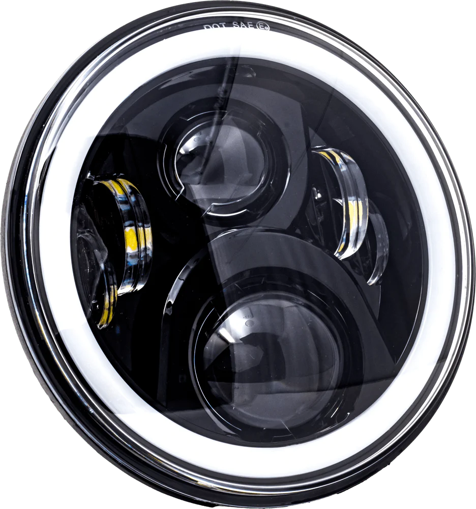 Letric Lighting Co Letric Lighting 7" Black Premium LED Headlight Aluminum Housing DOT Harley