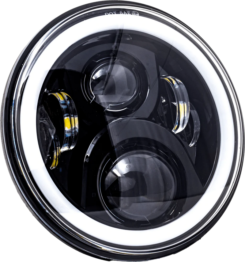 Letric Lighting Co Letric Lighting 7" Black Premium LED Headlight Aluminum Housing DOT Harley