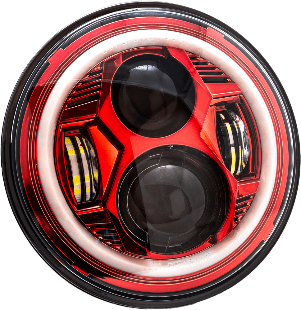 Letric Lighting Co Letric Lighting 7" Red Premium LED Headlight Aluminum Housing DOT Harley