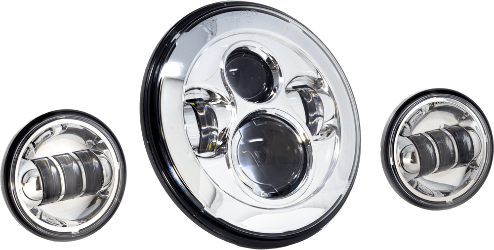 Letric Lighting Co Letric Lighting Chrome 7" Premium LED Headlight + Passing Lamps Aluminum Harley