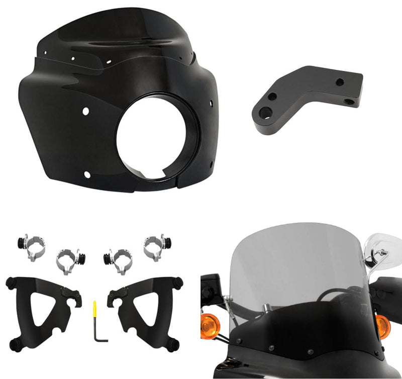 Memphis Shades Fairings & Body Work Memphis Shade Road Warrior Fairing 13 Windshield Black Smoke Mounting Kit Harley